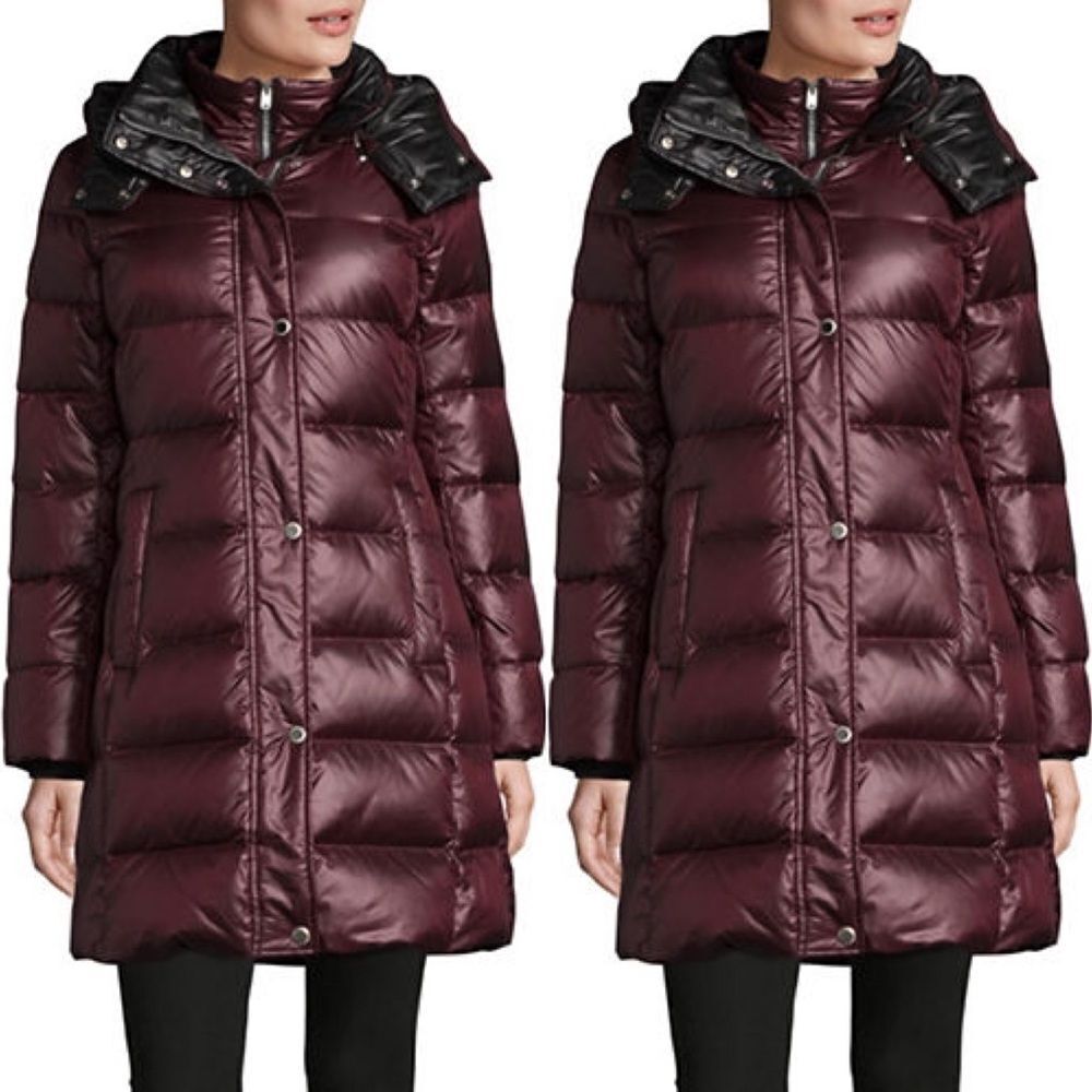 Marc New York Quilted Hood Parka-BURGUNDY